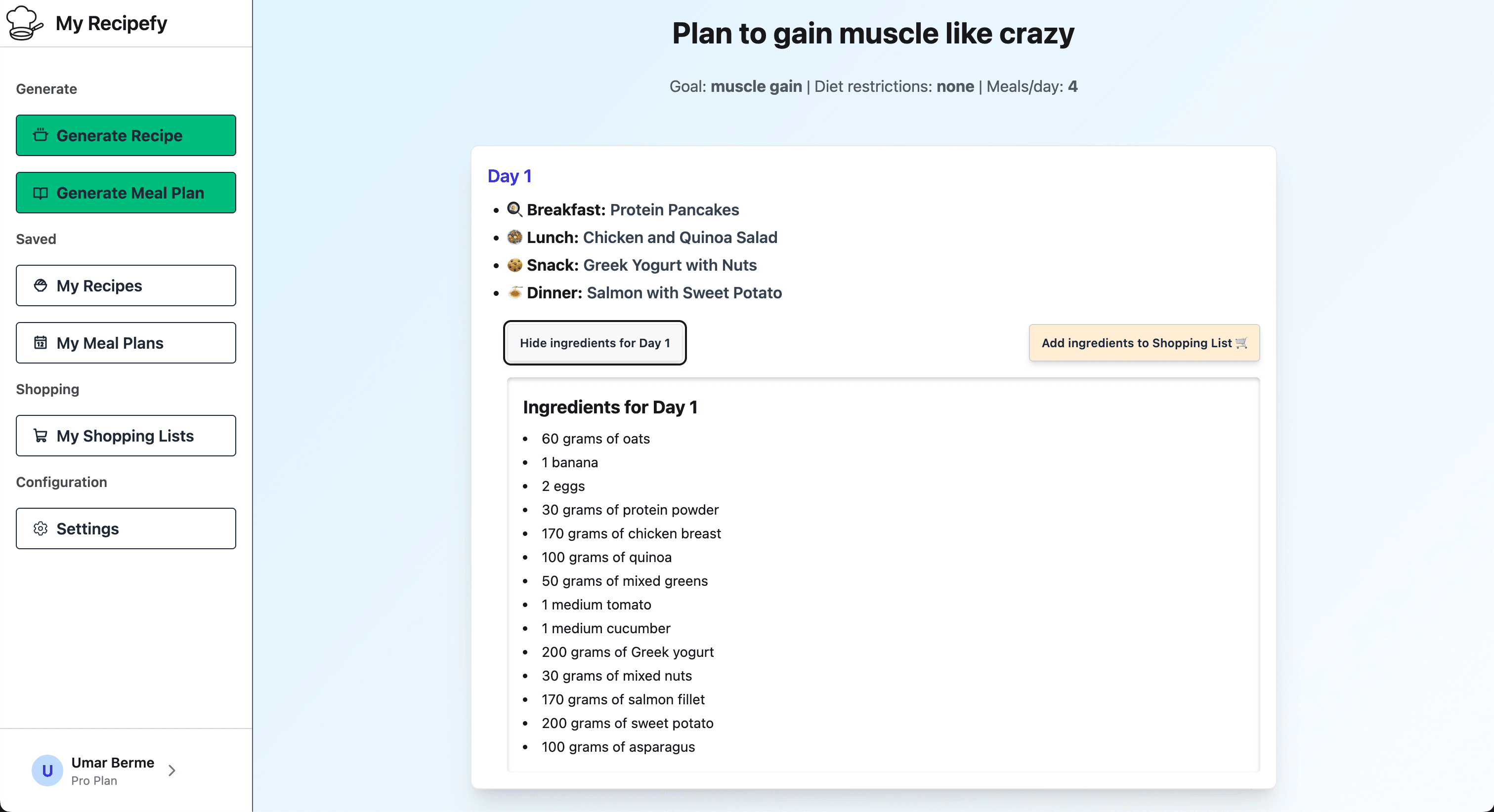 Seamless shopping lists